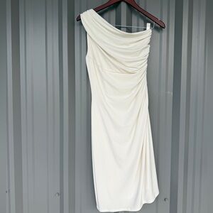 Lauren Ralph Lauren One-Shoulder Draped Dress in Cream